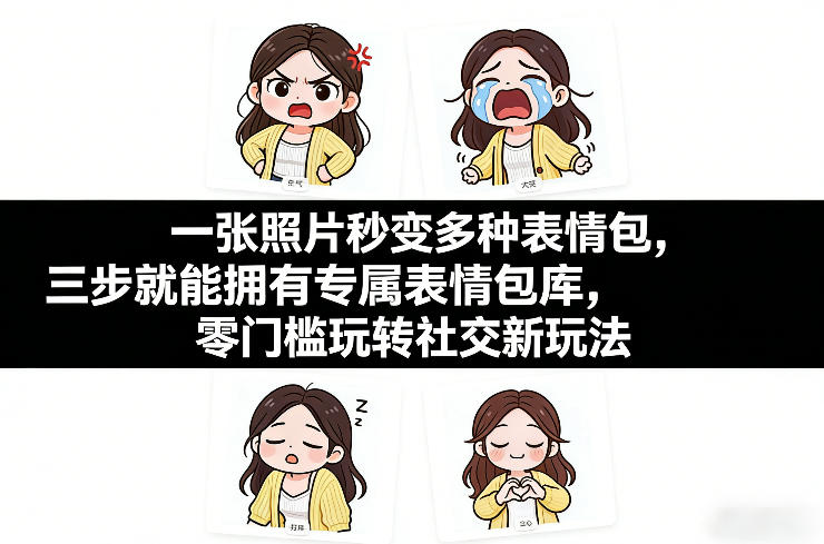 一张照片秒变多种表情包，三步就能拥有专属表情包库，零门槛玩转社交新玩法【文档】-网创项目