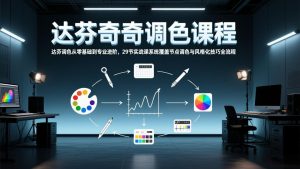 达芬奇调色从零基础到专业进阶,29节实战课系统覆盖节点调色与风格化技巧全流程-网创项目