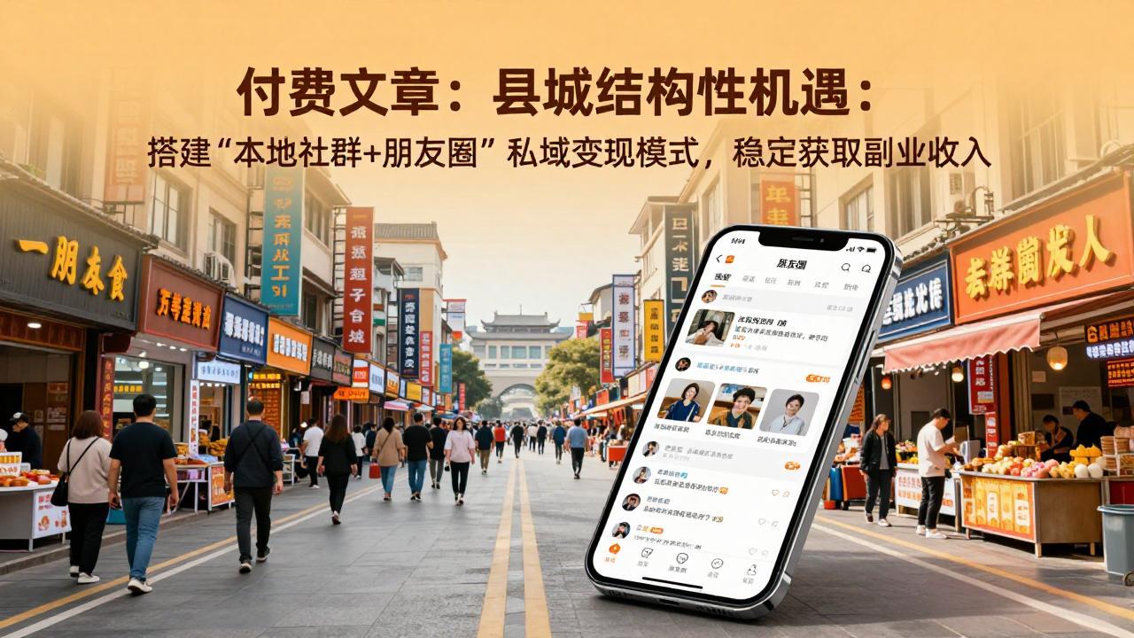 付费文章：县城结构性机遇：搭建“本地社群+朋友圈”私域变现模式，稳定获取副业收入-网创项目