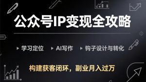 公众号IP变现全攻略-更新，学习定位、AI写作、钩子设计与转化，构建获客闭环，副业月入过万-网创项目