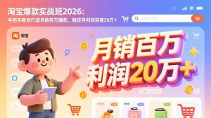 淘宝爆款实战班-2026年3月更新:手把手教你打造月销百万爆款,稳定月利润突破20万+-网创项目