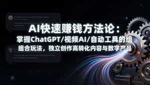 AI快速赚钱方法论:掌握ChatGPT/视频AI/自动化工具的组合玩法,独立创作高转化内容与数字产品-网创项目