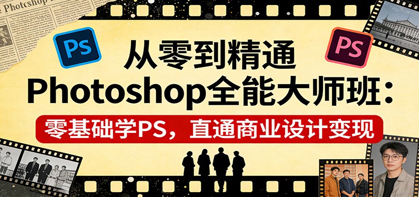 从零到精通Photoshop全能大师班：零基础学PS，直通商业设计变现-网创项目