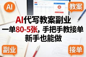 AI代写教案副业，一单80-5张，手把手教接单，新手也能做-网创项目