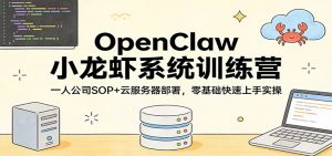 OpenClaw小龙虾系统训练营:一人公司SOP,云服务器部署,零基础快速上手实操-网创项目