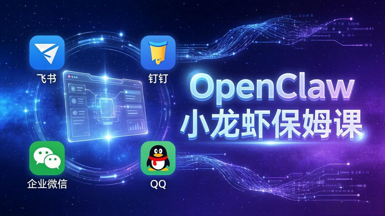 OpenClaw小龙虾保姆课： Windows/macOS/Linux/Docker全系统安装，飞书+钉钉+企业微信+QQ 全接入-网创项目