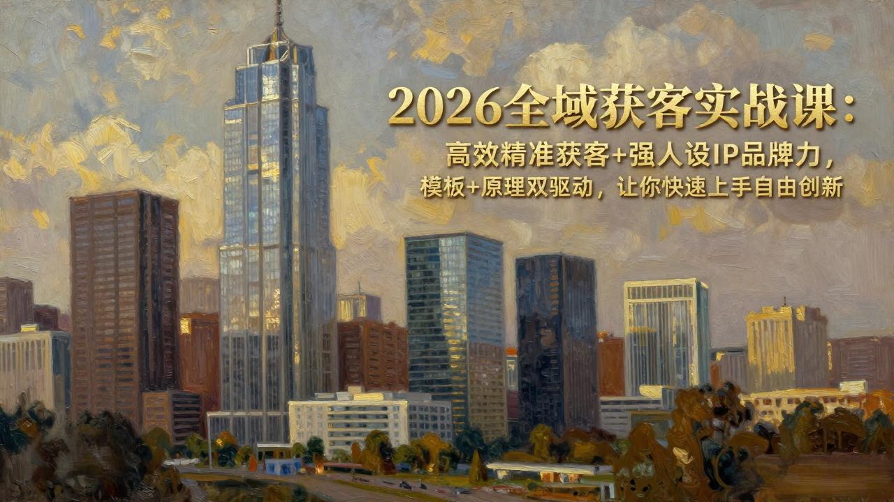 2026全域获客实战课：高效精准获客+强人设IP品牌力，模板+原理双驱动，让你快速上手自由创新-网创项目