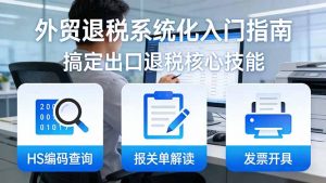 外贸退税系统化入门指南:HS编码查询+报关单解读+发票开具,一套课程搞定出口退税核心技能-网创项目