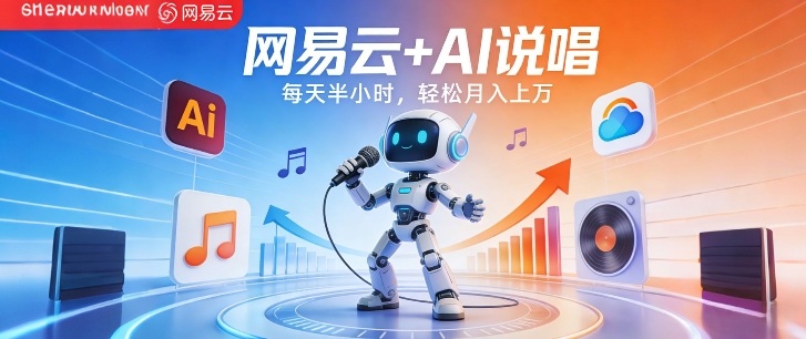 网易云+AI说唱，每天半小时，AI内容创作+流量变现，轻松月入1W-网创项目