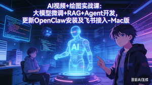 AI视频+绘图实战课：大模型微调+RAG+Agent开发，更新OpenClaw安装及飞书接入-Mac版-网创项目