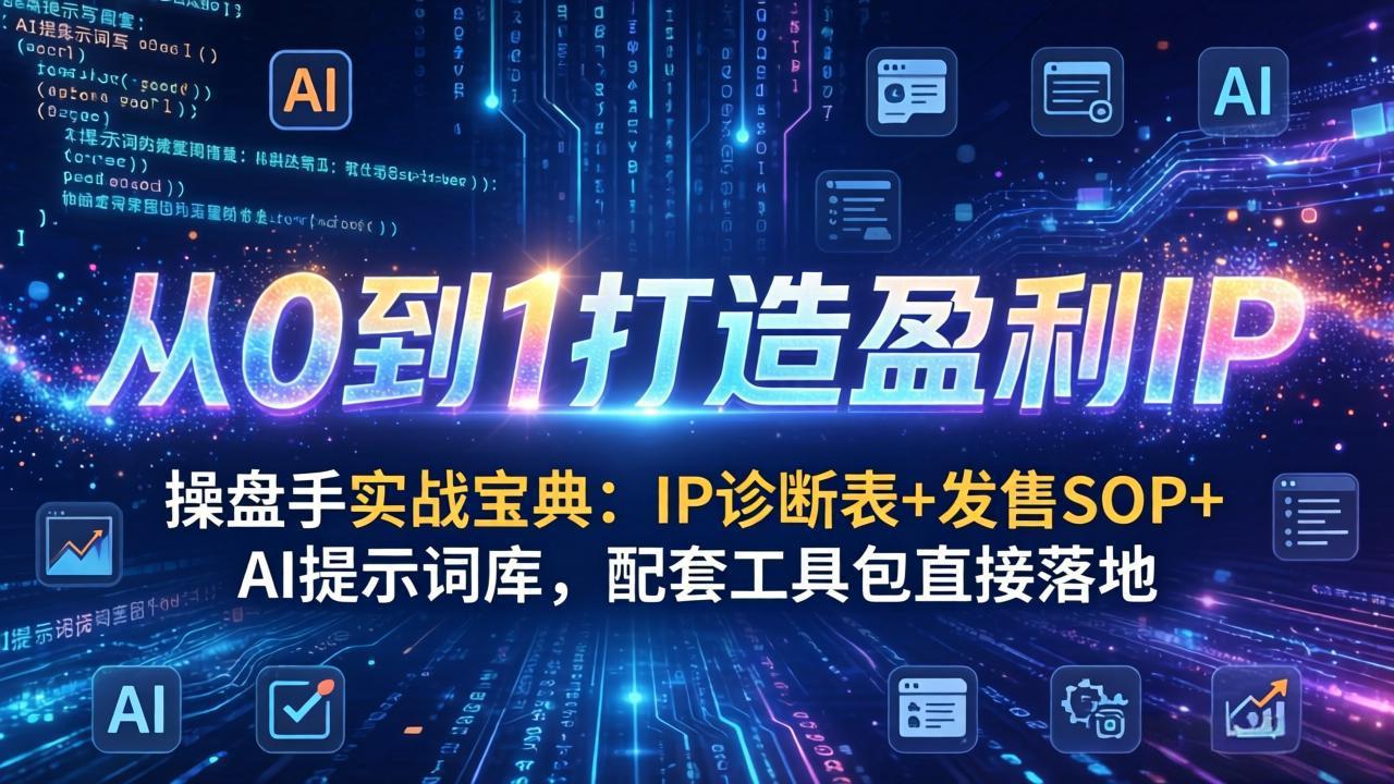 操盘手实战宝典：IP诊断表+发售SOP+AI提示词库，配套工具包直接落地，从0到1打造盈利IP-网创项目