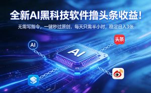 全新AI黑科技软件撸头条收益！无需写指令，一键秒过原创，每天只需半小时，稳定日入3张【揭秘】-网创项目