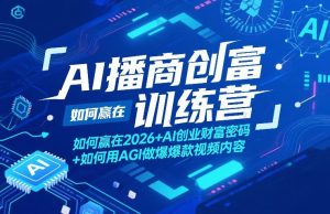 AI播商创富训练营，如何赢在2026+AI创业财富密码+如何用AGI做爆款视频内容-网创项目