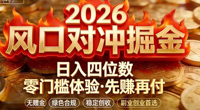 2026美金对冲套利，无赠金对冲策略保驾护航，低门槛易上手实操。单人单日收益2000+-网创项目
