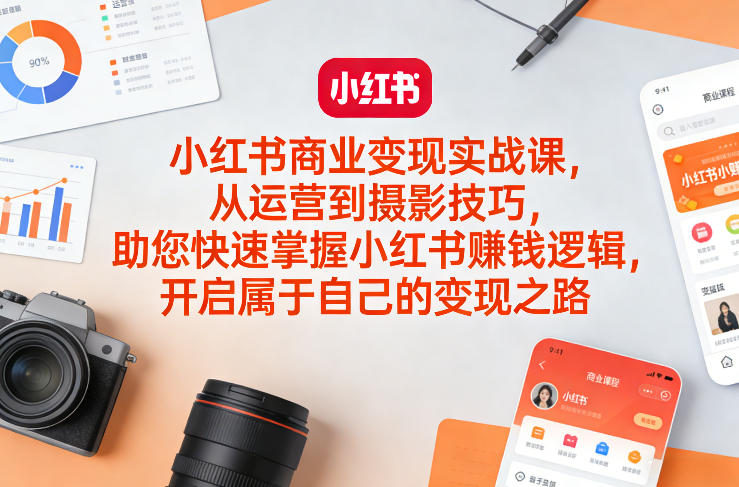 小红书商业变现实战课，从运营到摄影技巧，助您快速掌握小红书賺钱逻辑，开启属于自己的变现之路-网创项目