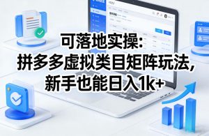可落地实操:拼多多虚拟类目矩阵玩法,新手也能日入1k+【揭秘】-网创项目