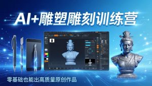 AI+雕塑雕刻训练营:从AI创作、大模型训练到3D雕刻 + 渲染,零基础也能出高质量原创作品-网创项目