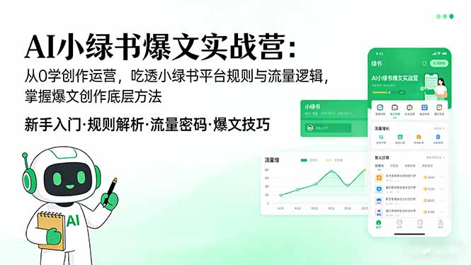 AI 小绿书爆文实战营：从0学创作运营，吃透小绿书平台规则与流量逻辑，掌握爆文创作底层方法-网创项目