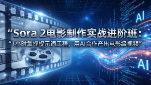 Sora 2电影制作实战进阶班:1小时掌握提示词工程,用AI合作产出电影级视频-网创项目