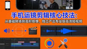 手机运镜 剪辑核心技法:从基础转场到高阶抠像,独立产出专业级高清短视频-网创项目