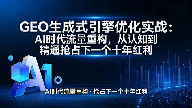 GEO 生成式引擎优化实战：AI时代流量重构，从认知到精通抢占下一个十年红利-网创项目