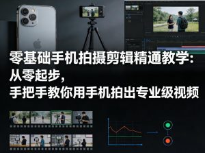 零基础手机拍摄剪辑精通教学:从零起步,手把手教你用手机拍出专业级视频-网创项目