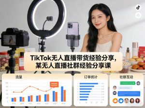 TikTok无人直播带货经验分享，某无人直播社群经验分享课-网创项目
