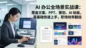 AI 办公全场景实战课：覆盖文案、PPT、策划、AI 绘画，零基础快速上手，职场效率翻倍-网创项目