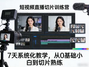 短视频直播切片训练营，7天系统化教学，从0基础小白到切片熟练-网创项目