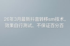 26年3月最新抖音转移sm技术,效果自行测试,不保证百分百-网创项目