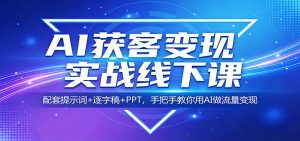 AI获客变现实战线下课:配套提示词+逐字稿+PPT,手把手教你用AI做流量变现-网创项目