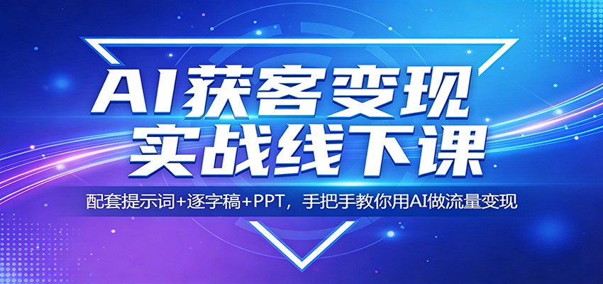 AI获客变现实战线下课：配套提示词+逐字稿+PPT，手把手教你用AI做流量变现-网创项目