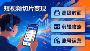 短视频切片变现速成班2.0:高级封面+剪辑攻略+账号运营,0基础小白快速入局副业-网创项目