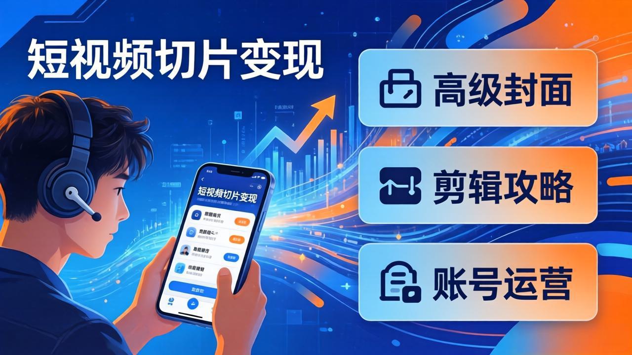 短视频切片变现速成班2.0：高级封面+剪辑攻略+账号运营，0基础小白快速入局副业-网创项目