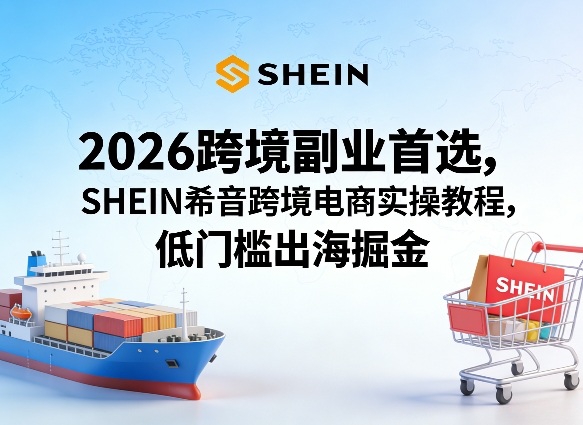 2026跨境副业首选，SHEIN希音跨境电商实操教程，低门槛出海掘金-网创项目