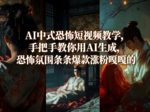 AI中式恐怖短视频教学，手把手教你用AI生成，恐怖氛围条条爆款涨粉嘎嘎的-网创项目