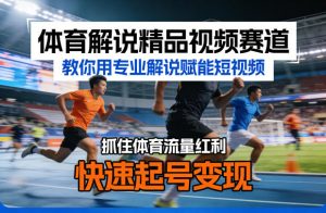 体育解说精品视频赛道，教你用专业解说赋能短视频，抓住体育流量红利，快速起号变现-网创项目