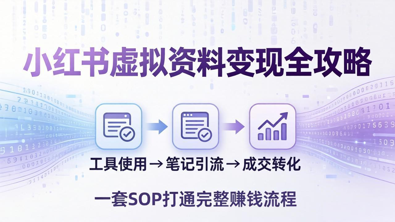 小红书虚拟资料变现全攻略：从工具使用到笔记引流成交，一套 SOP 打通完整赚钱流程-网创项目