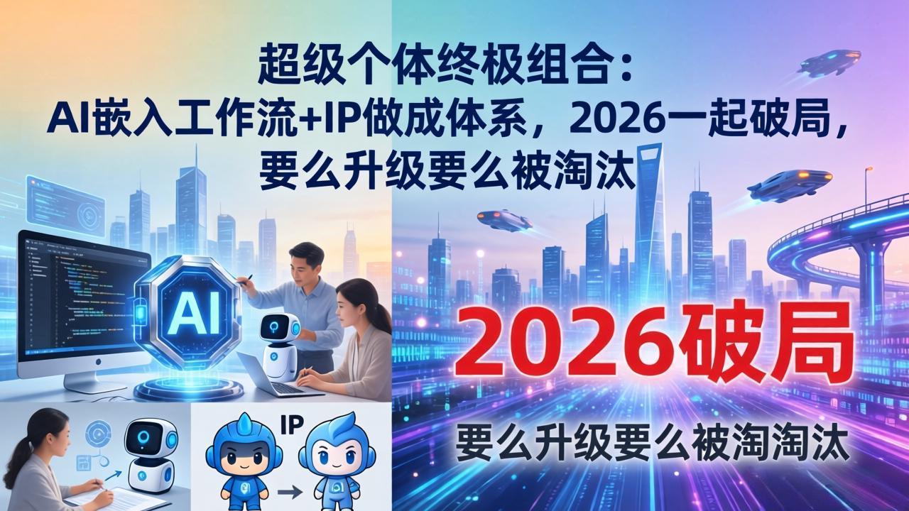 超级个体终极组合：AI嵌入工作流+IP做成体系，2026一起破局，要么升级要么被淘汰-网创项目