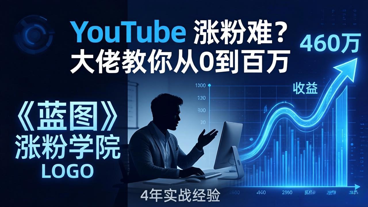 YouTube 涨粉难？《蓝图涨粉学院》：4 年赚 460 万的大佬教策略，从0到百万有路径！-网创项目