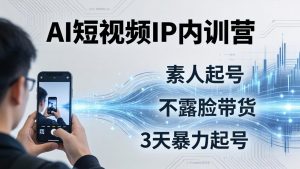 2026AI短视频IP内训营：从素人起号到不露脸带货，3天暴力起号全流程拆解-网创项目