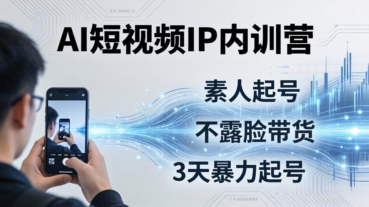 2026AI短视频IP内训营：从素人起号到不露脸带货，3天暴力起号全流程拆解-网创项目