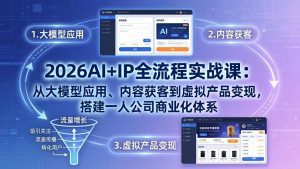 2026AI+IP全流程实战课：从大模型应用、内容获客到虚拟产品变现，搭建一人公司商业化体系-网创项目