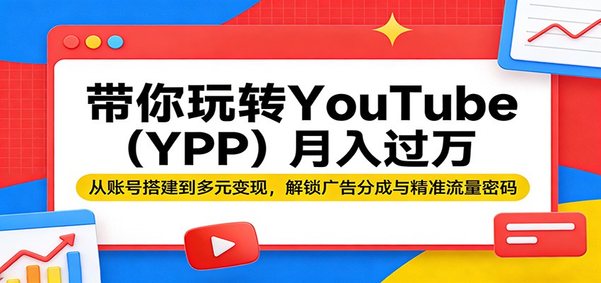 带你玩转YouTube(YPP)月入过万：从账号搭建到多元变现，解锁广告分成与精准流量密码-网创项目