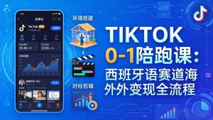 TIKTOK 0-1 陪跑课:从环境搭建到刷对标剪辑,西班牙语赛道海外变现全流程-网创项目