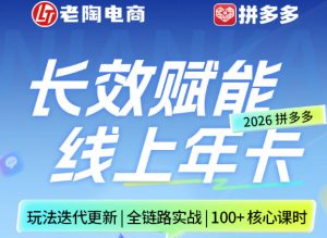 拼多多线上SVIP线上年卡，从认知到基础、从推广到活动、从活动到玩法，全链路实战(26年4月6日更新)-网创项目