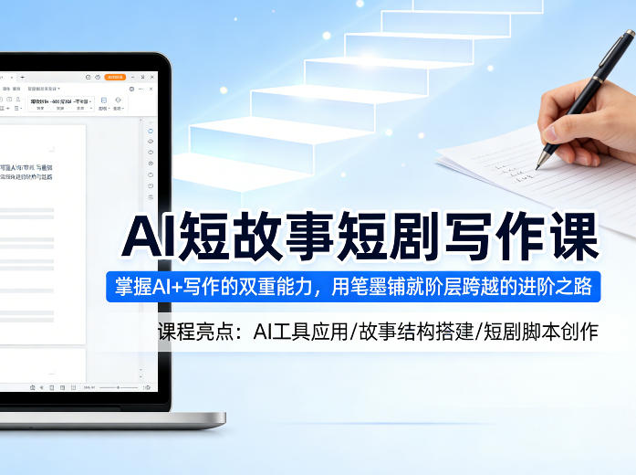 AI短故事短剧写作课，掌握AI+写作的双重能力，用笔墨铺就阶层跨越的进阶之路-网创项目