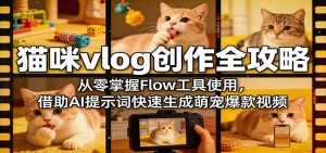 猫咪vlog创作全攻略：从零掌握Flow工具使用，借助AI提示词快速生成萌宠爆款视频-网创项目