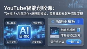 YouTube智能创收课:70+模块+AI自动化+缩略图模板,零基础轻松起号流量变现-网创项目