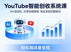 YouTube智能创收系统课,AI+自动化,从零创建YouTube频道并实现商业变现的完整路径,轻松搞流量变现-网创项目
